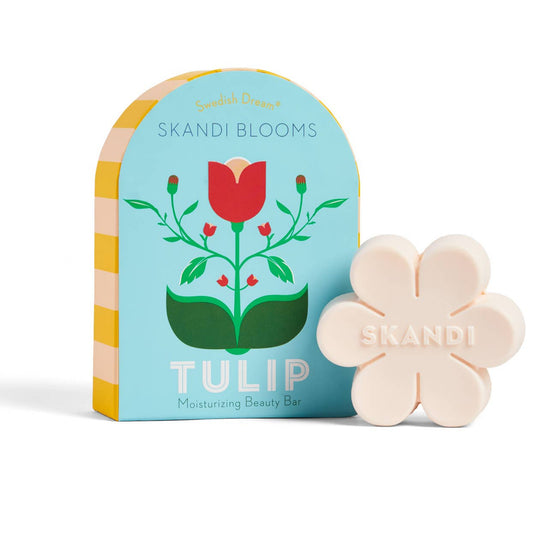 Skandi Blooms Tulip soap bar with packaging on a white background