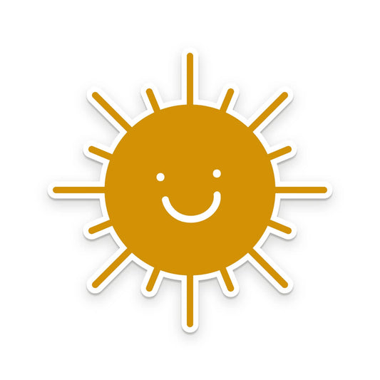 Smiling yellow sun sticker 