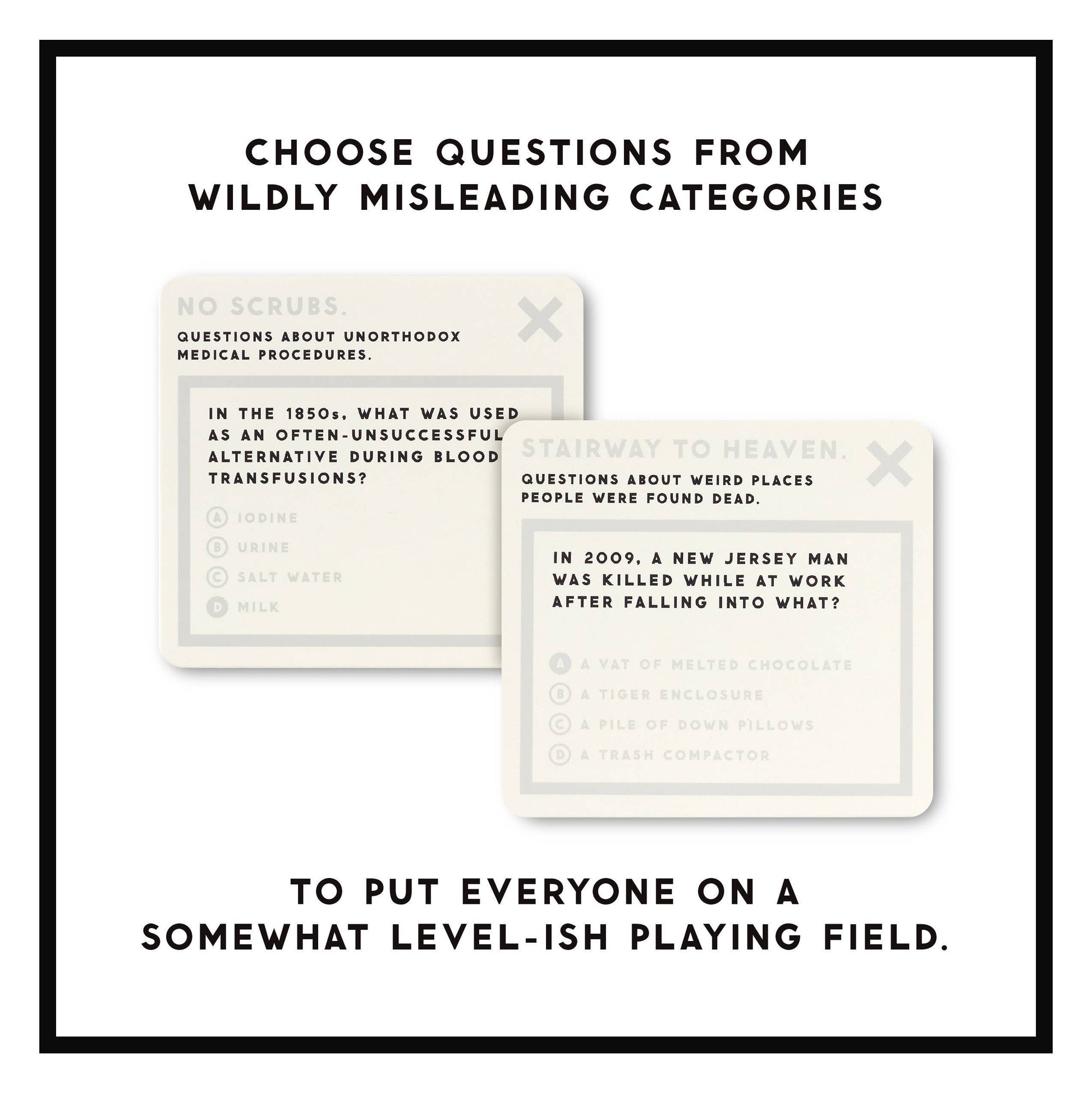 Two cards with text on a white background, featuring a question about a tragic event.