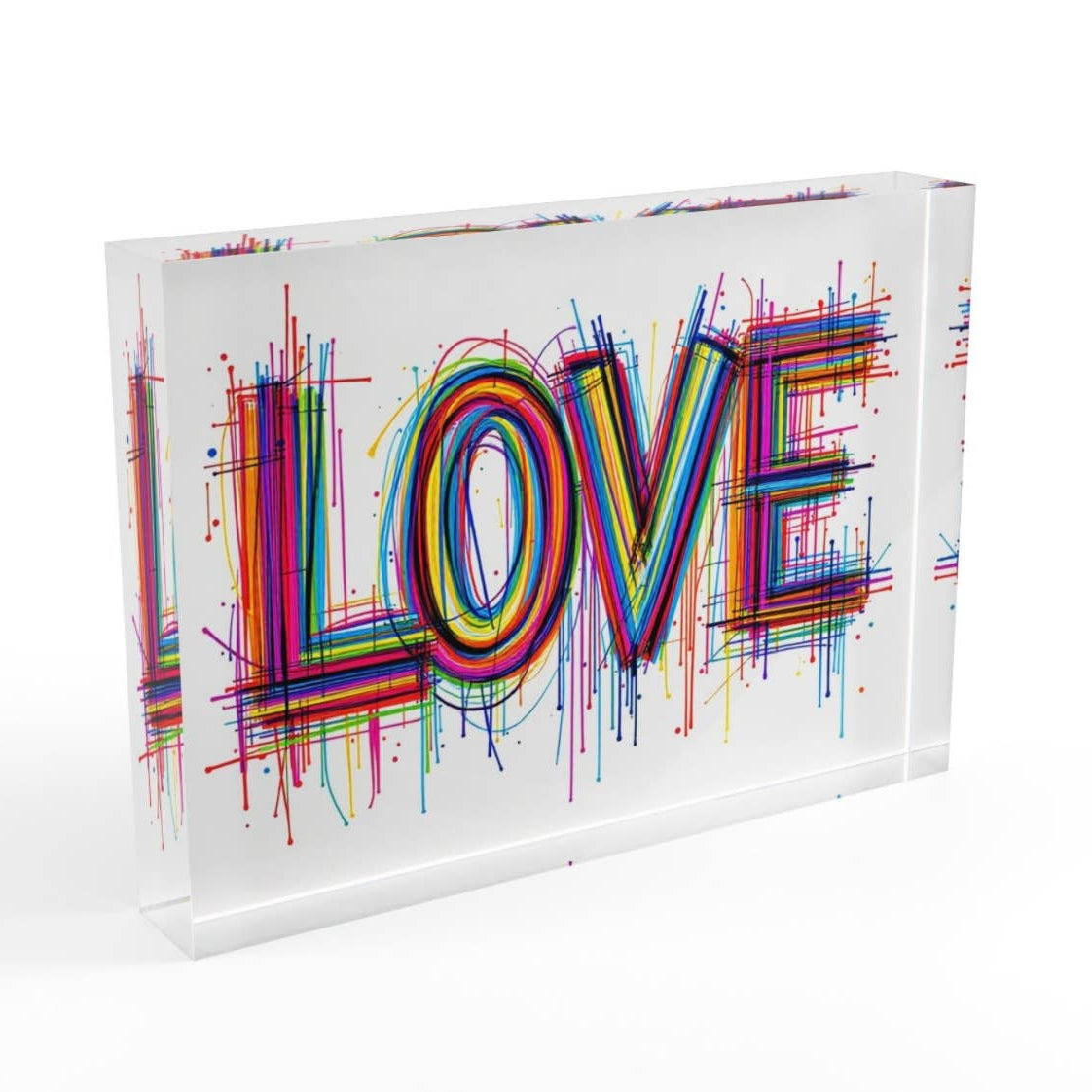 Colorful 'LOVE' sign on a white background