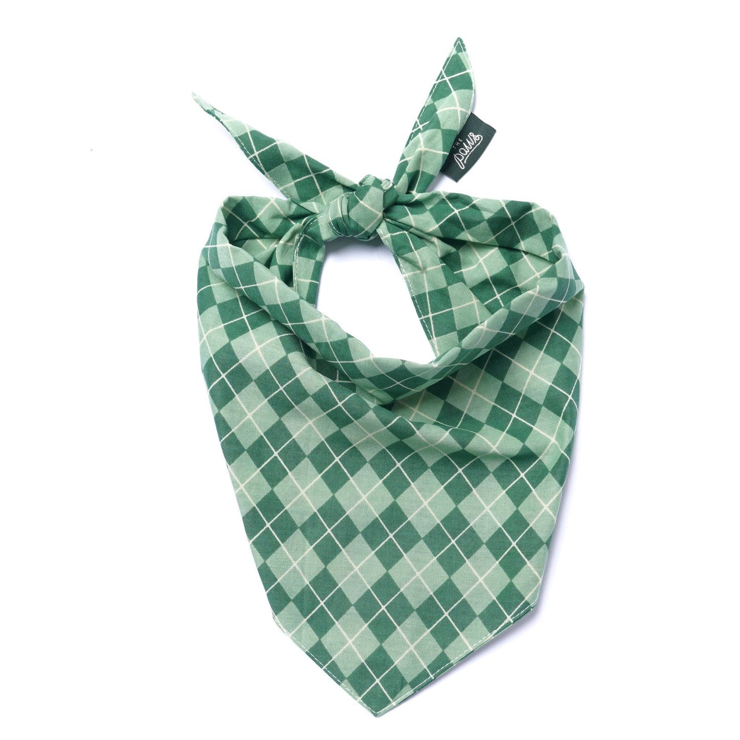 Green checkered bandana on a white background