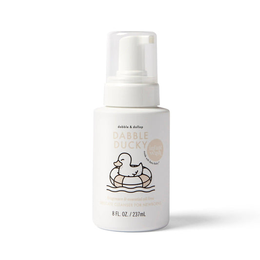 White bottle with a duck design on a white background