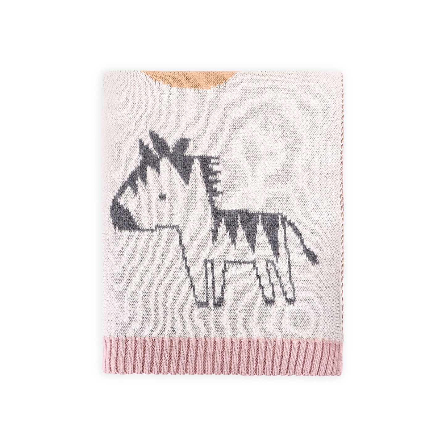 Viverano Organics | Alphabet Blush | Organic Jacquard Sweater Knit Baby Blanket