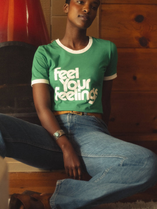 Feel Your Feelings (green) | Ringer Graphic T-shirt