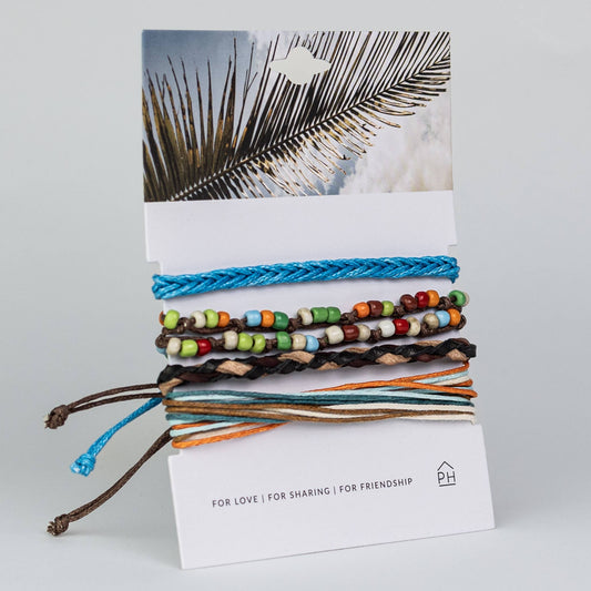 Palm Card Color Stack Pull Bracelets Set/4
