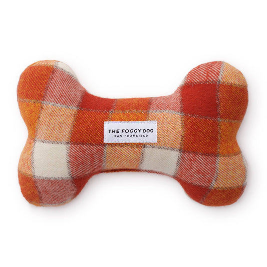 Pumpkin Spice Plaid Fall Flannel Dog Squeaky Toy