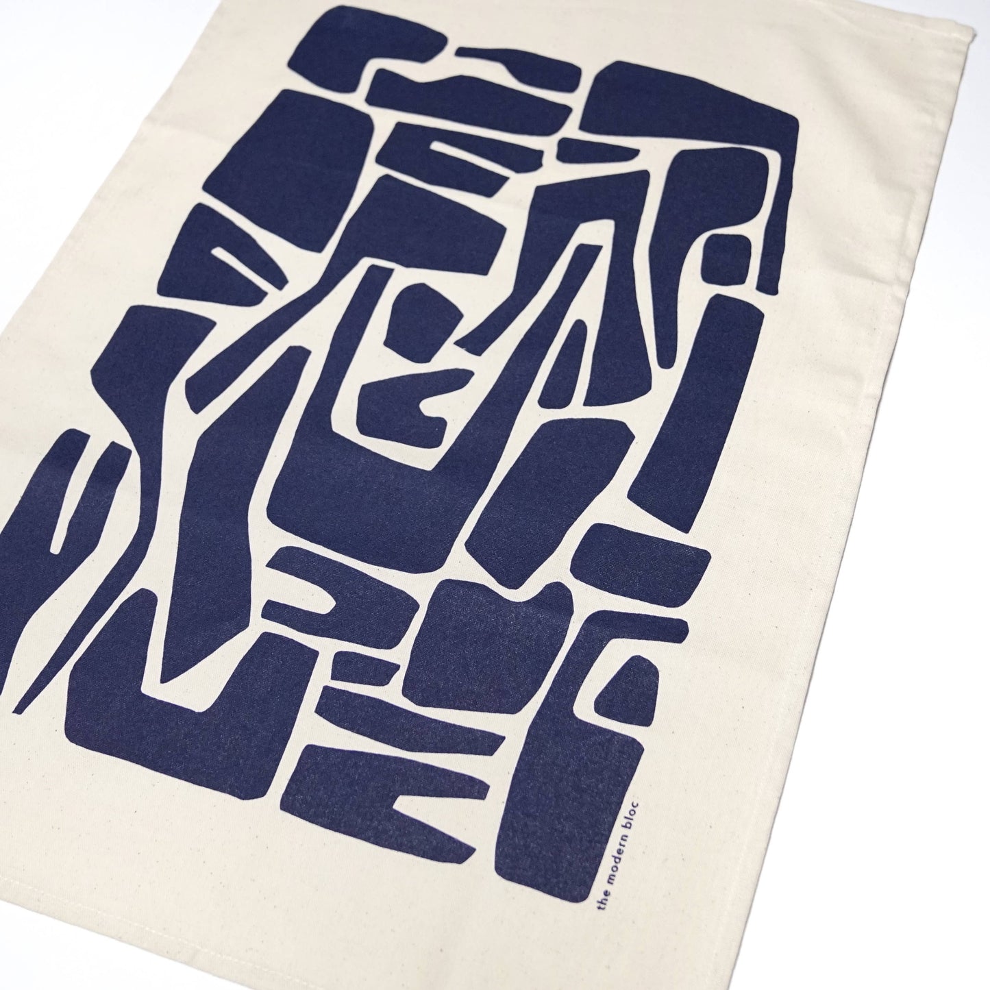 Elongated Shapes - Screen-Printed Natural Cotton Tea Towel