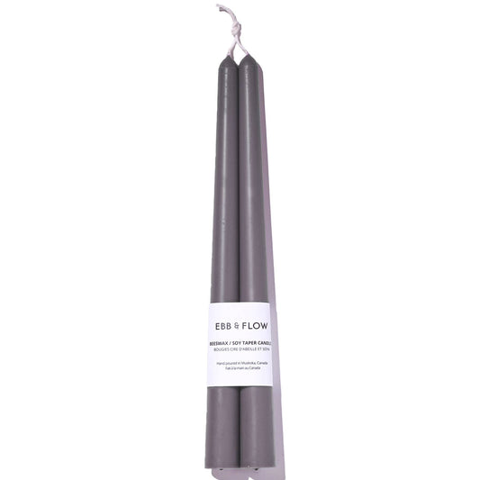 Beeswax/Soy Blend Taper Candles - Charcoal