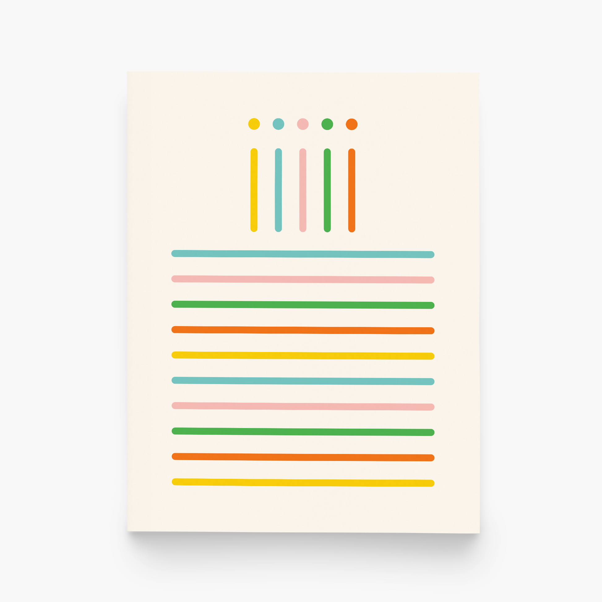 Poster with colorful geometric design on a beige background