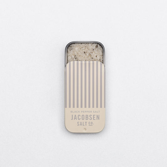  Jacobsen Salt Co. black pepper salt container on a white background