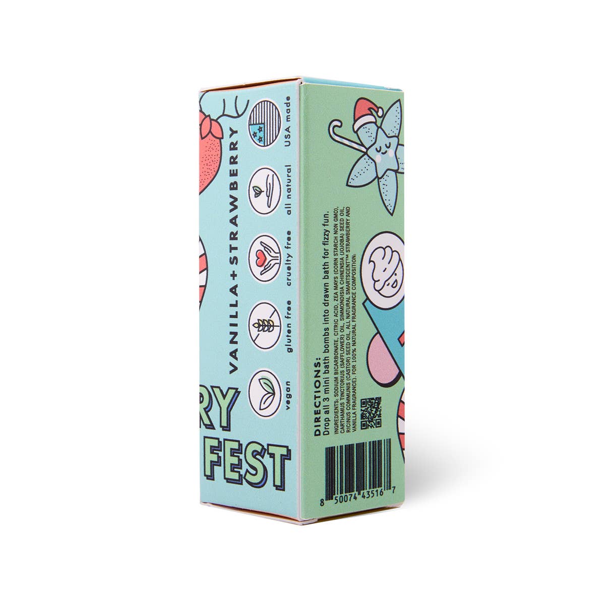 Product packaging with colorful design and text on a white background