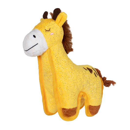 Plush giraffe toy on a white background