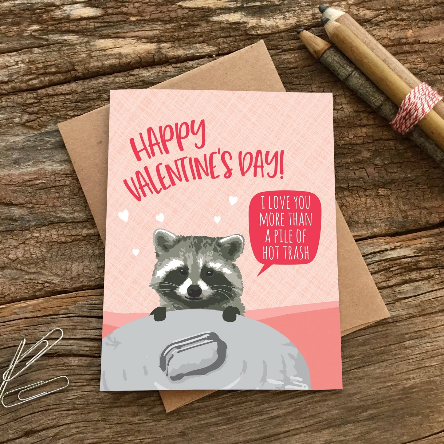 Modern Printed Matter | Hot Trash Raccoon Valentine's Day Card