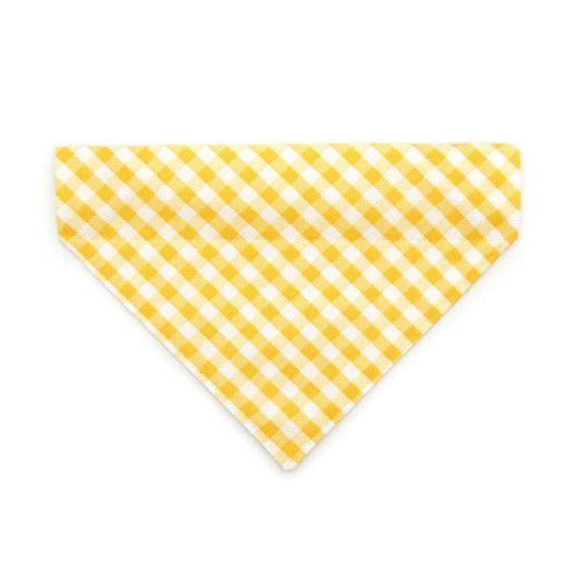 "Picnic" - Yellow Gingham Plaid Bandana for Cat + Small Dogs