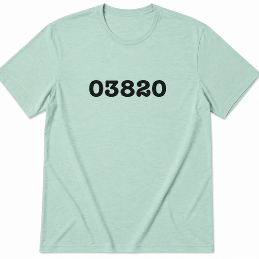Light green t-shirt with black text on a white background