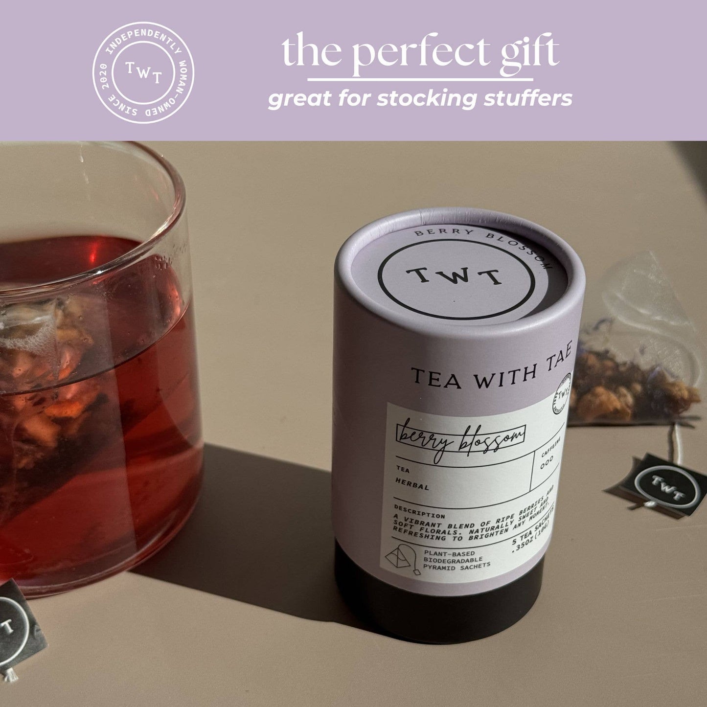 Tea with Tae | Berry Blossom Herbal Mini Tea Tube (5 tea bags)