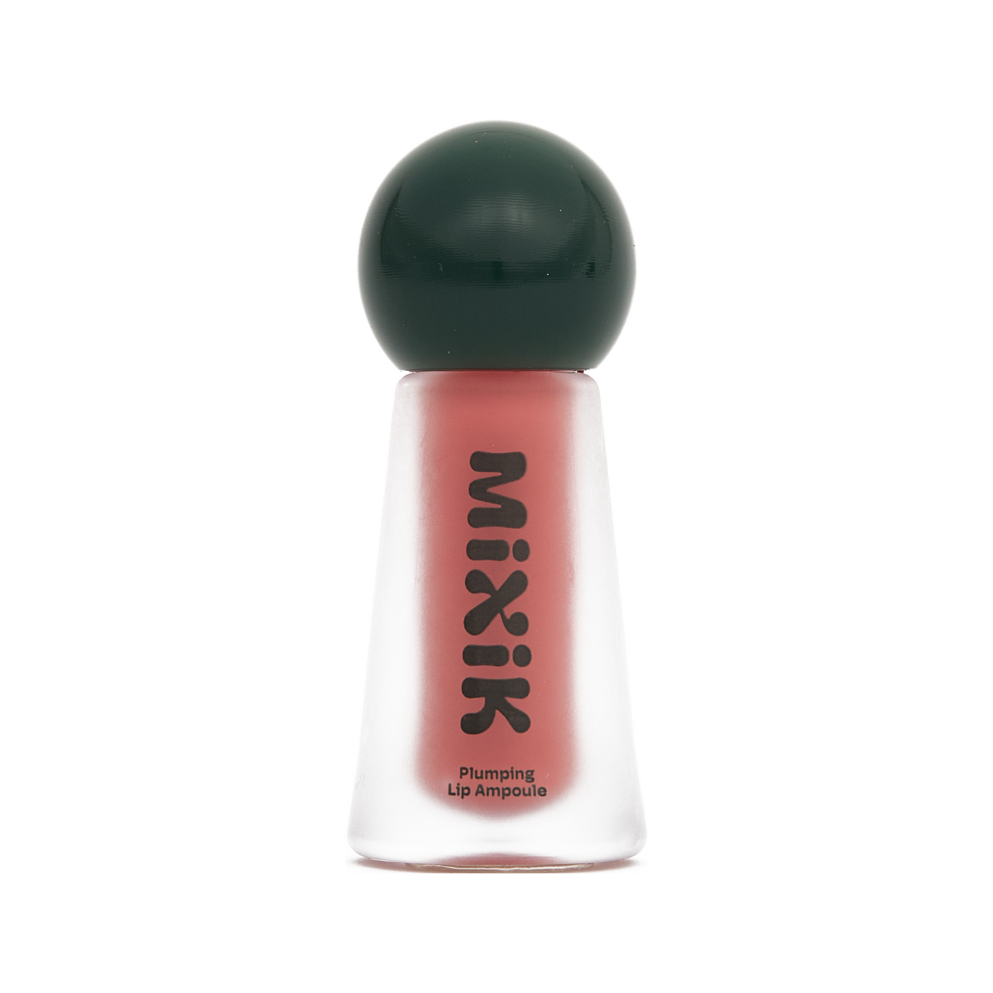 Lip gloss with green cap and visible brand name on a white background