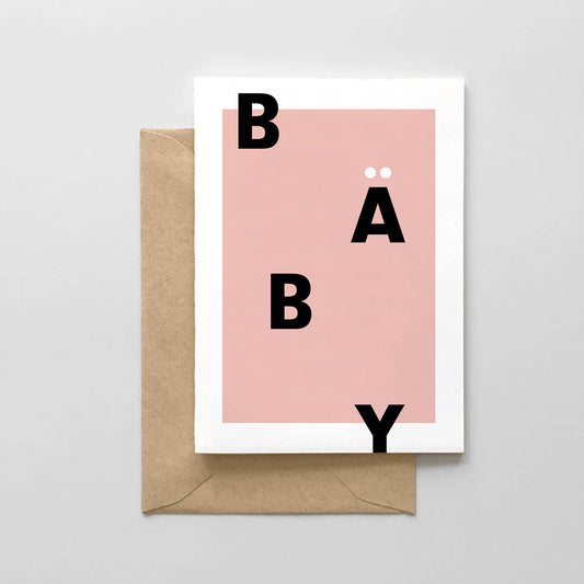 Baby Typographic Greeting Card - Pink