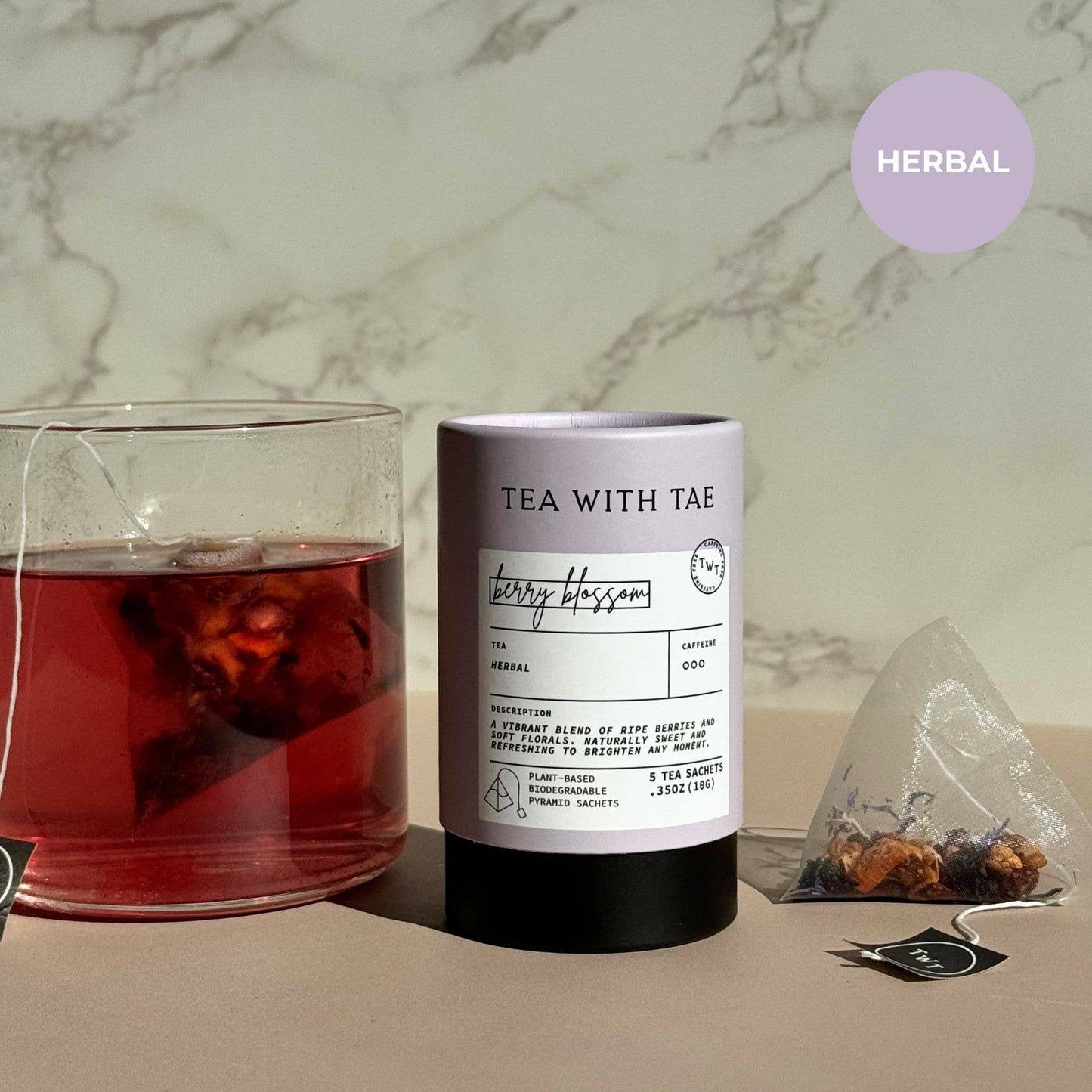 Tea with Tae | Berry Blossom Herbal Mini Tea Tube (5 tea bags)