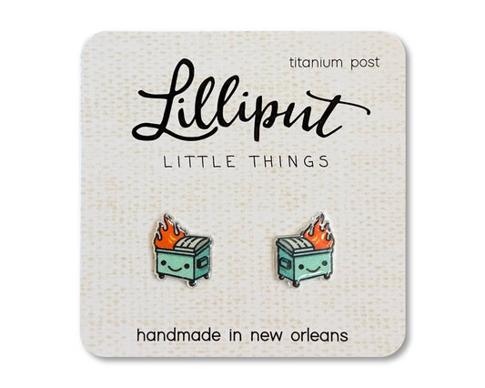 Lilliput Little Things | Kawaii Dumpster Fire Earrings