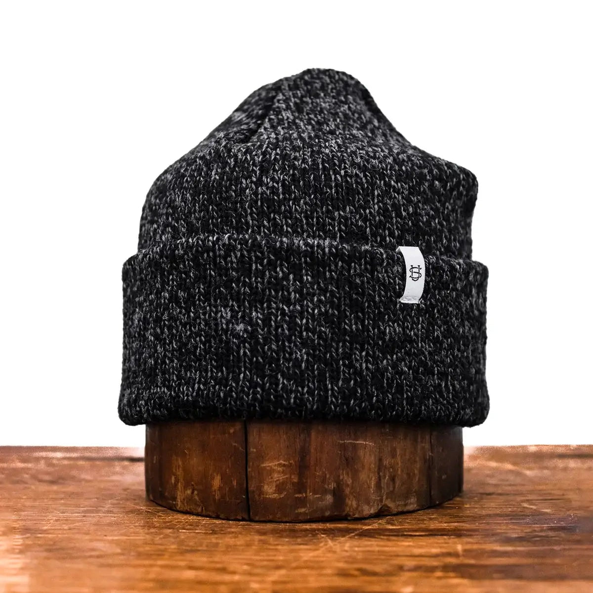 Upstate Stock | Black Melange Ragg Wool Beanie