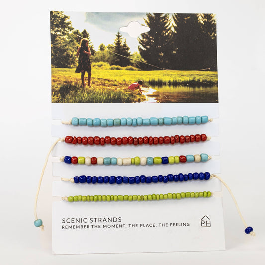 Bali Glass Beads Scenic Strands Pull Bracelets Set/5