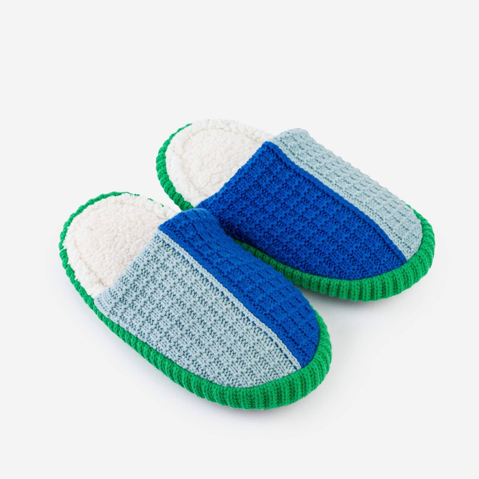 Pair of colorful slippers on a white background