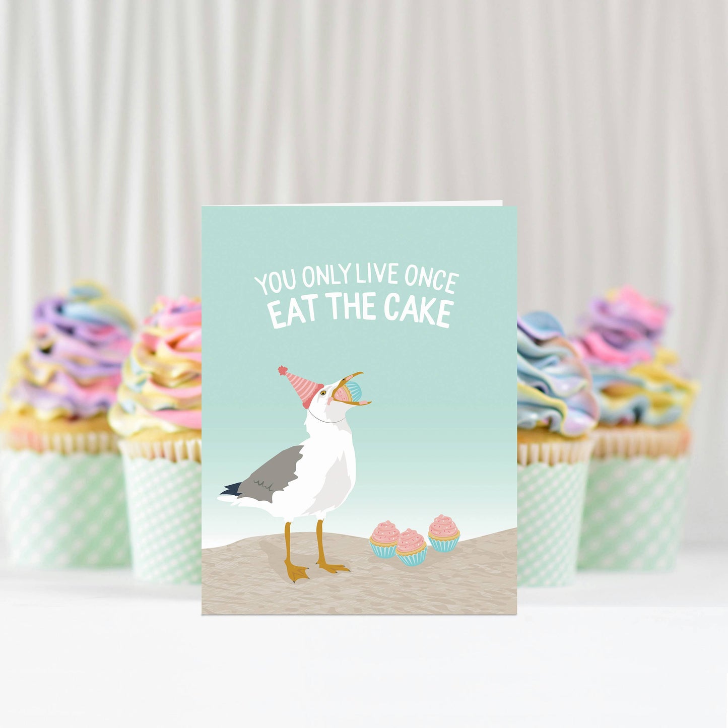 Modern Printed Matter | Eat the Cake Seagull Birthday Card