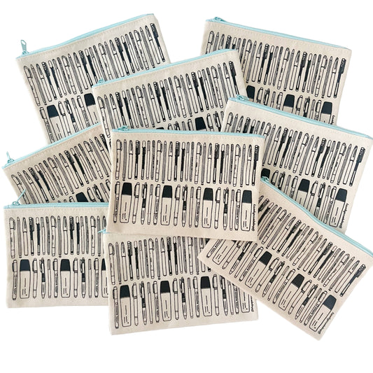 Cotton Canvas Pouch: Mint Pens