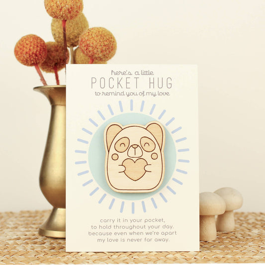 Wooden Pocket Hug, Panda. Thinking of You Gift