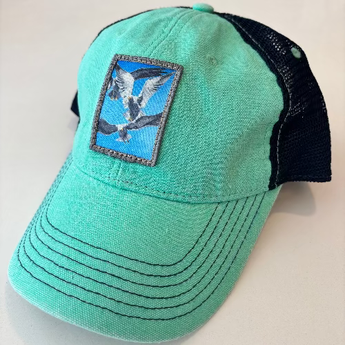 flyn_flock of seagulls trucker hat teal blue