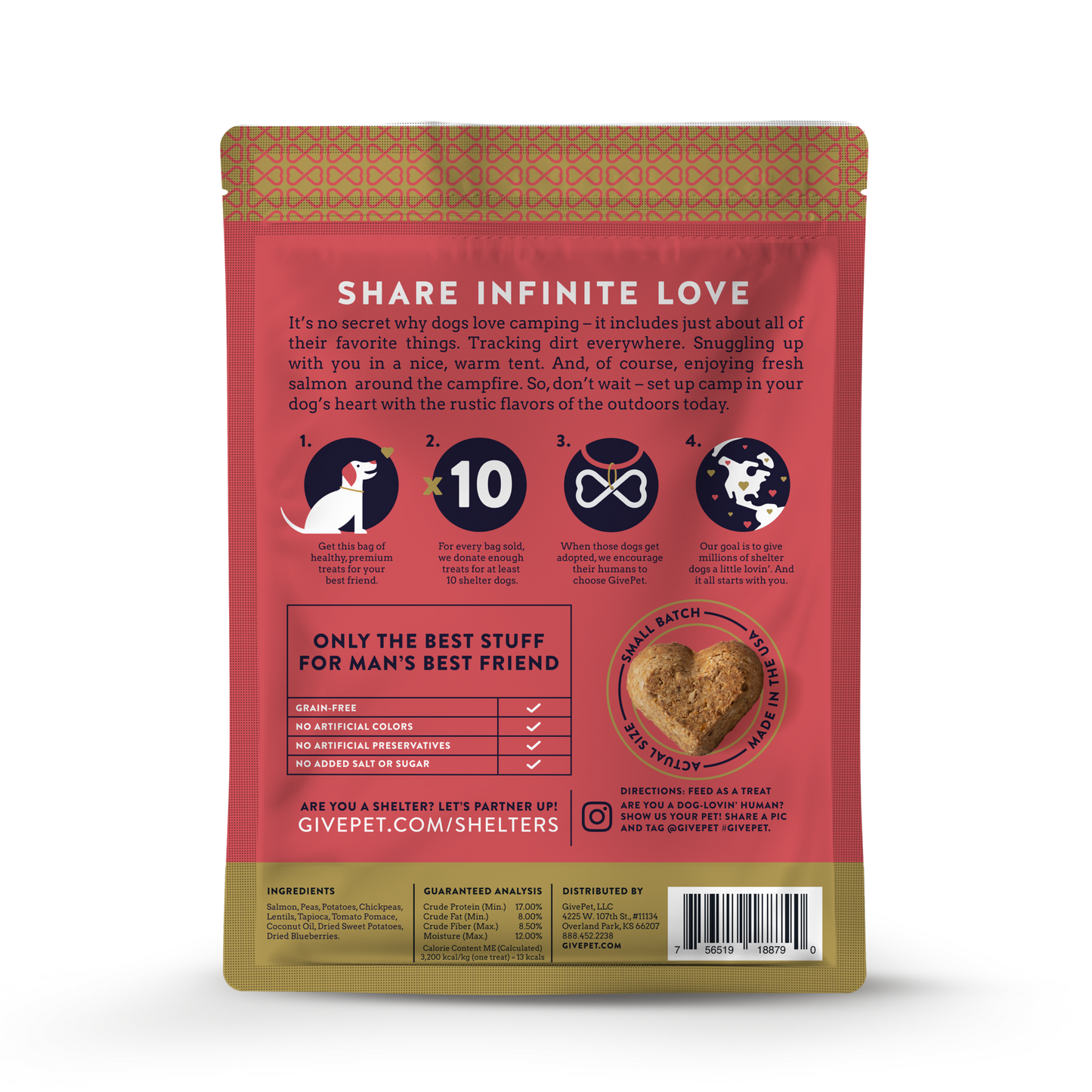 Dog food packaging with a red label on a white background