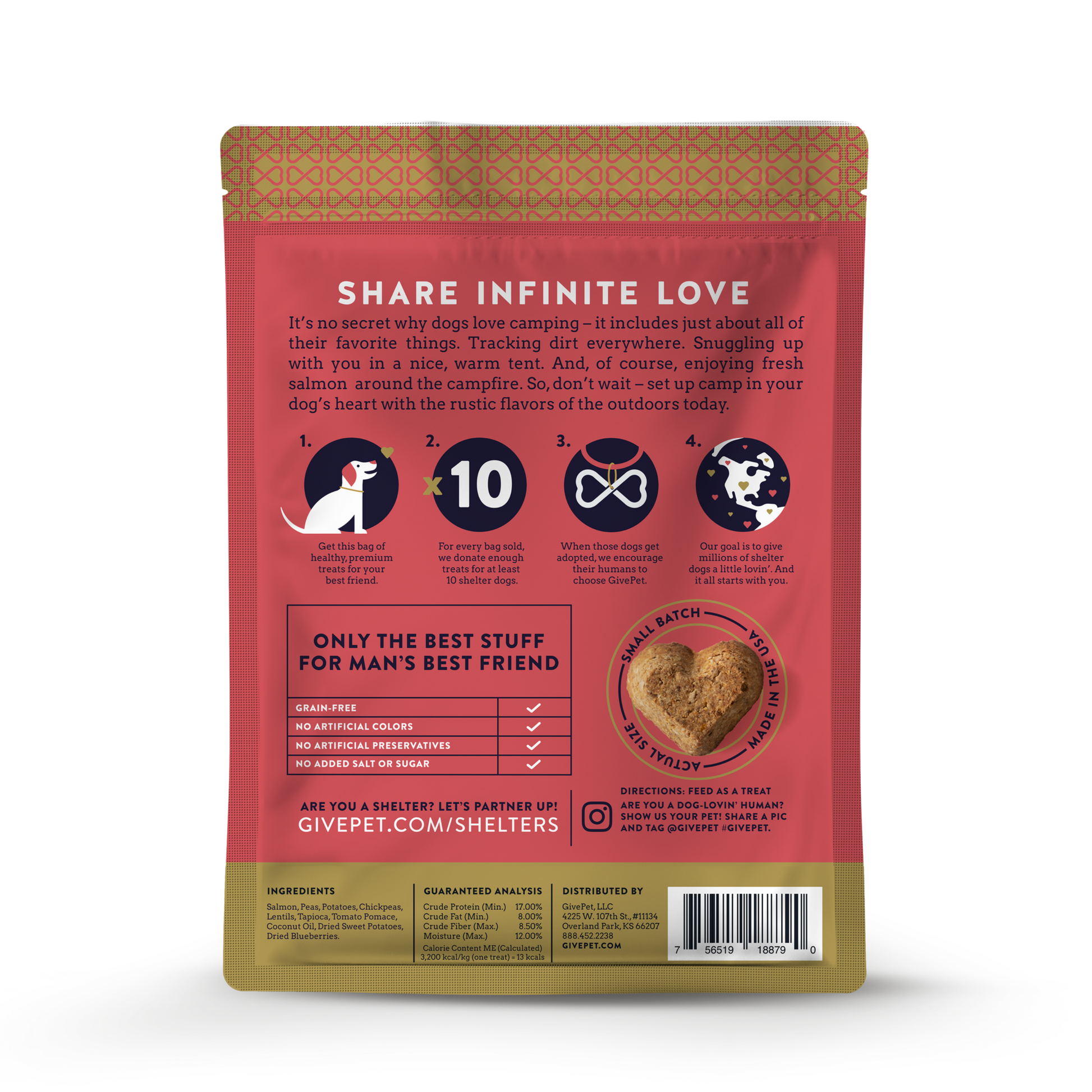 Dog food packaging with a red label on a white background