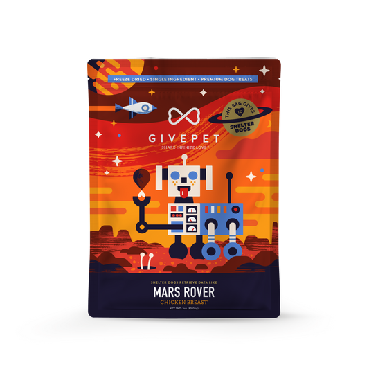 Colorful packaging of Givepet Mars Rover on a white background