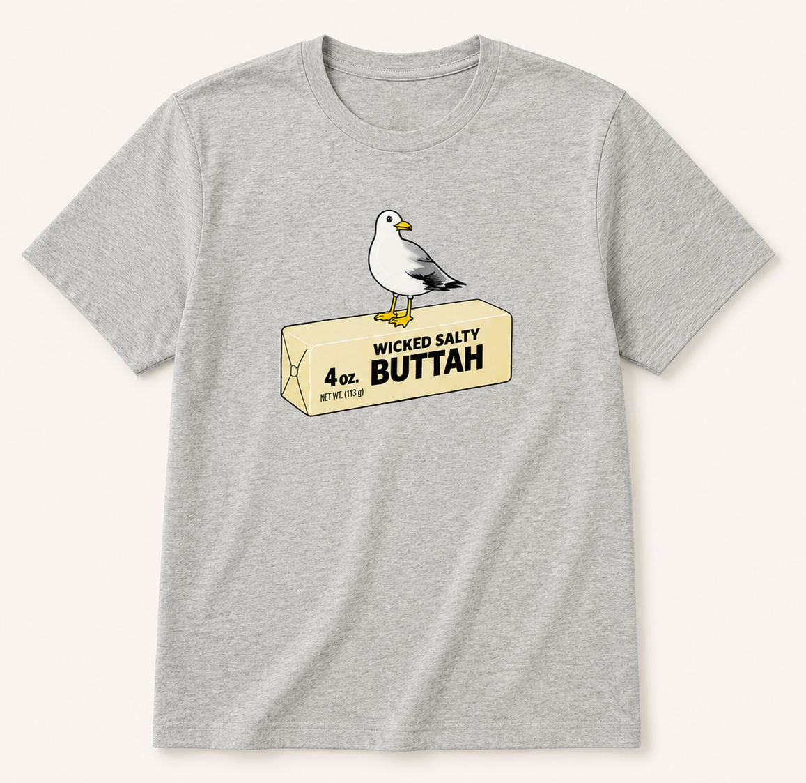 grey shirt with wicked salty buttah image 