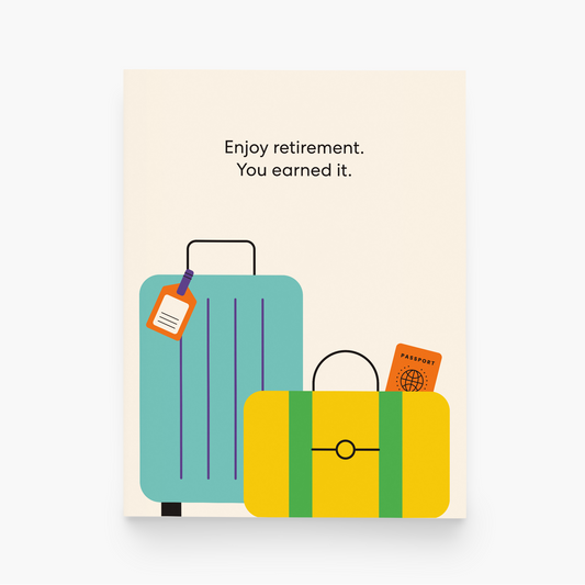 Illustration of a blue suitcase and yellow bag with travel items on a beige background, accompanied by text.