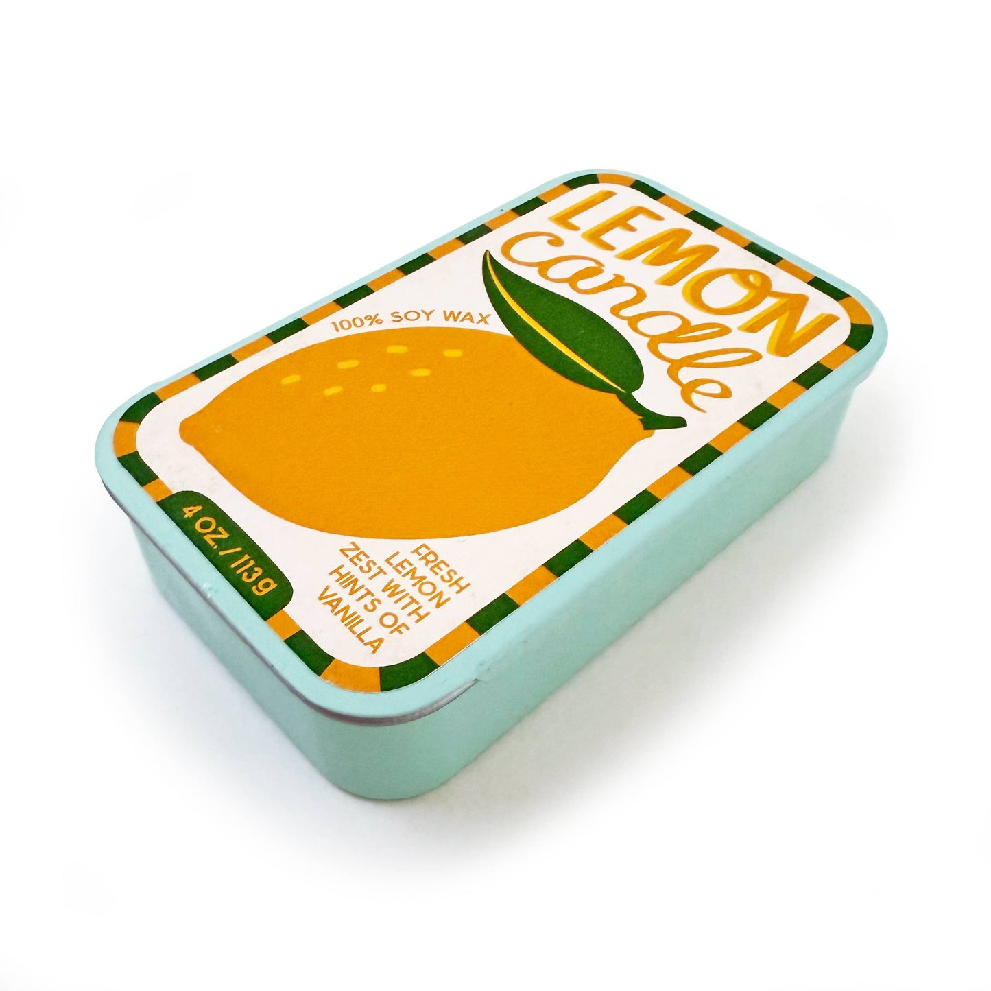 Lemon-themed candle tin with a lemon illustration on a white background