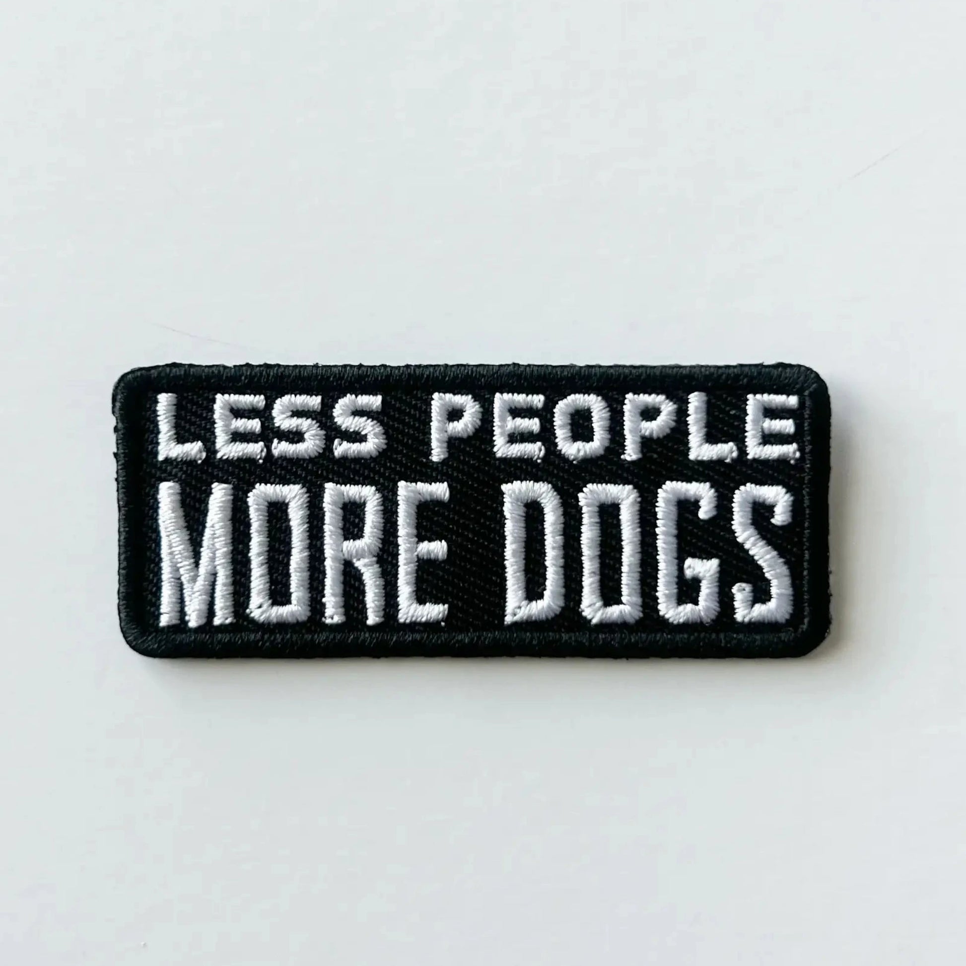 less people more dogs iron on patch