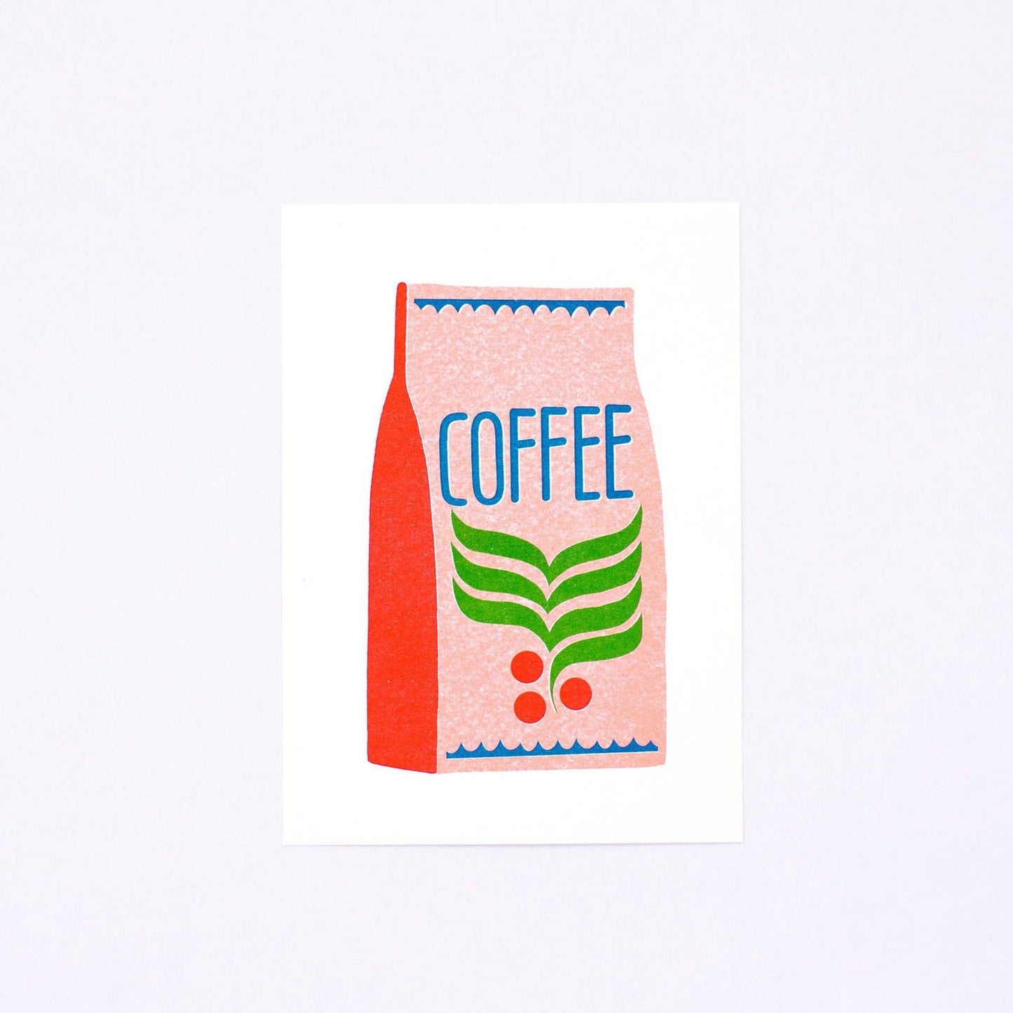 Coffee bag with a colorful design on a white background