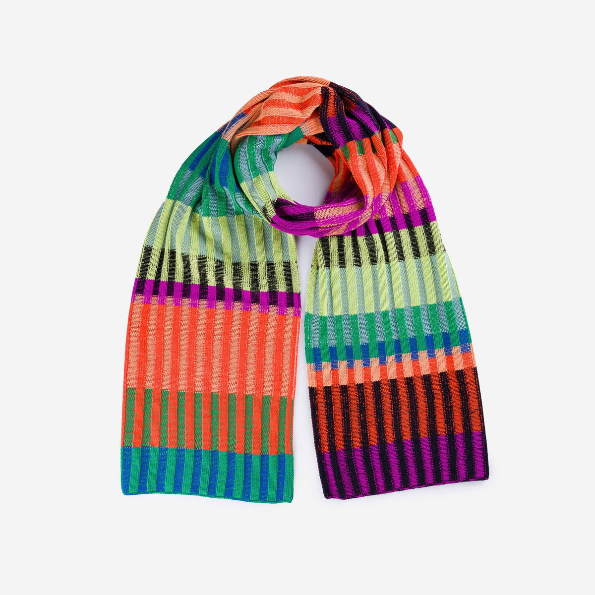 mosaic stripe knit scarf