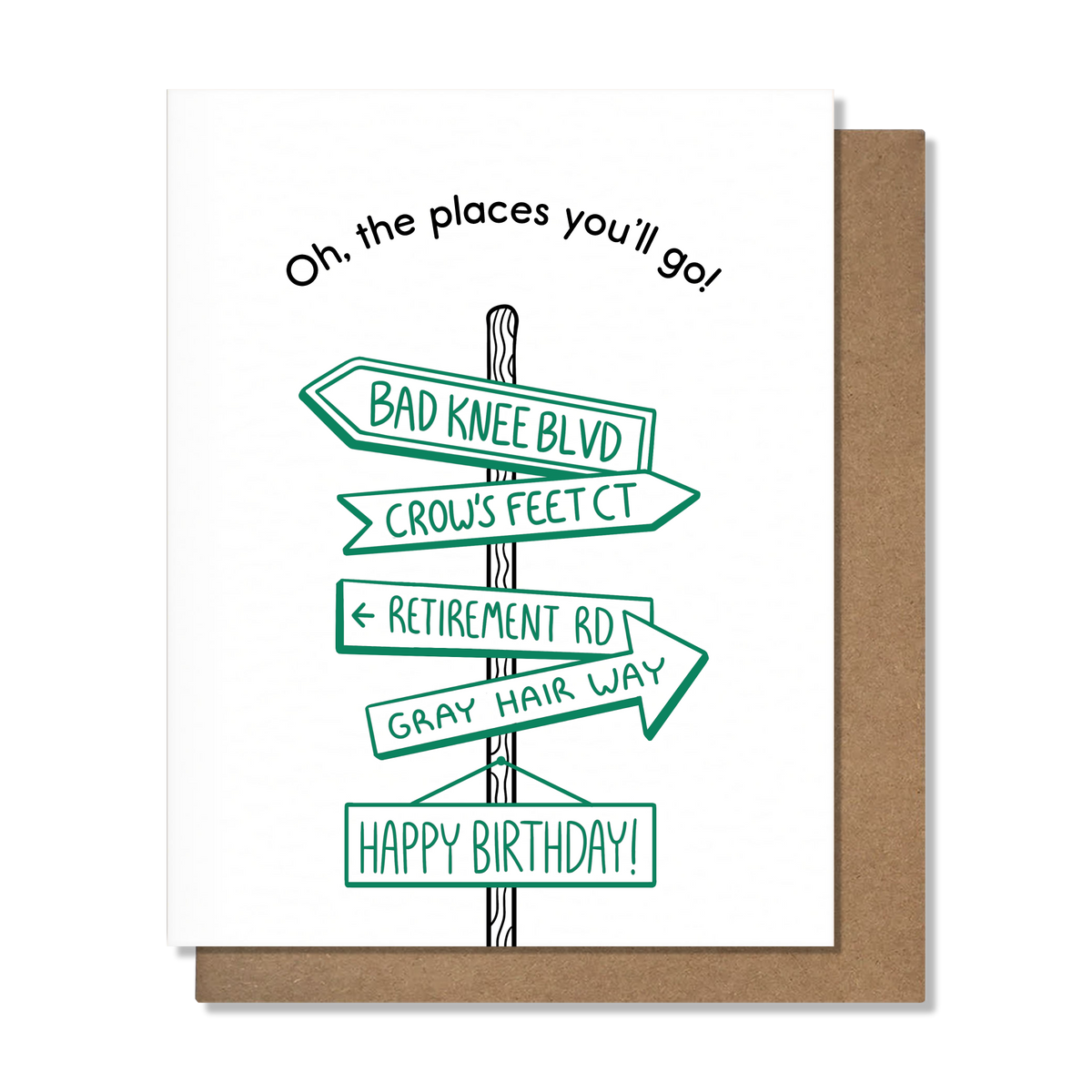 oh the places you'll go (aging) birthday card