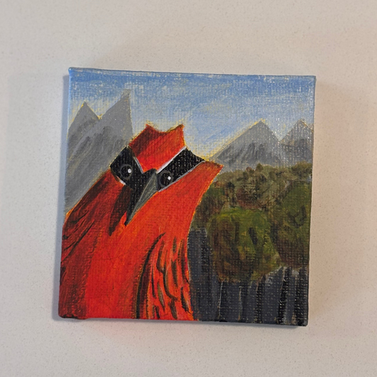 red bird in the hills
