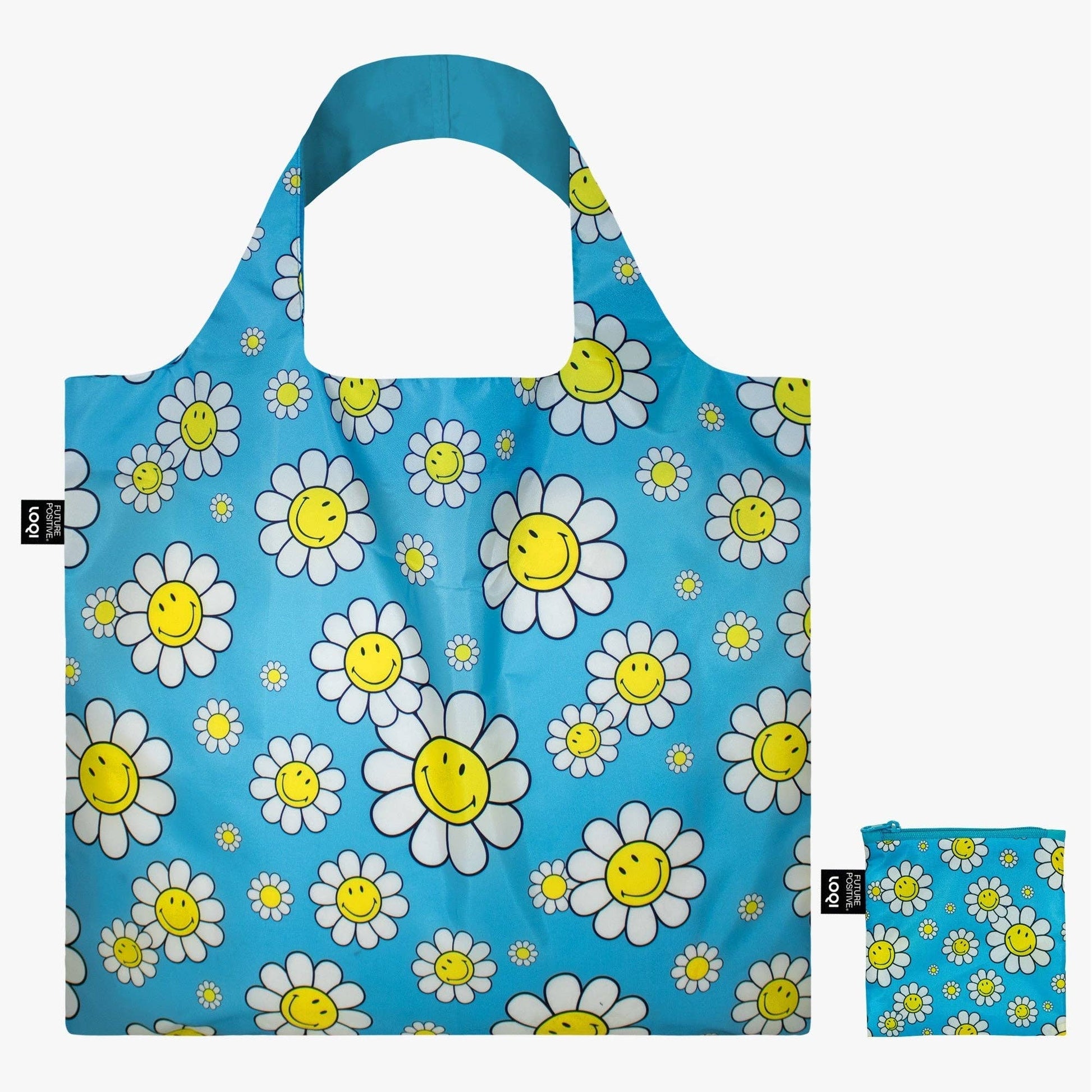 reusable shopping bag with smiley faces