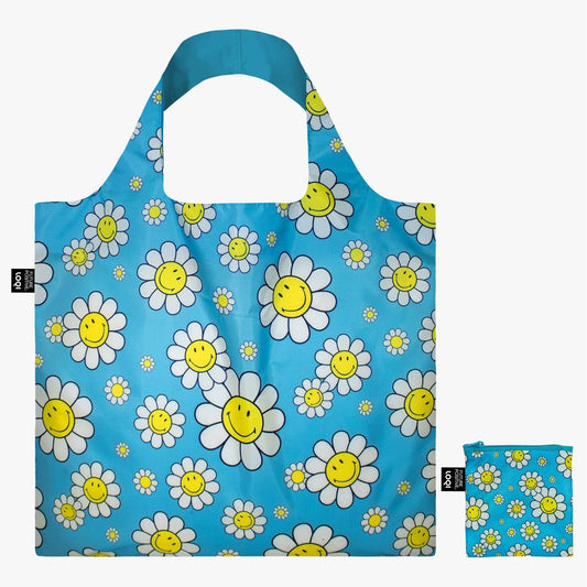 reusable shopping bag with smiley faces
