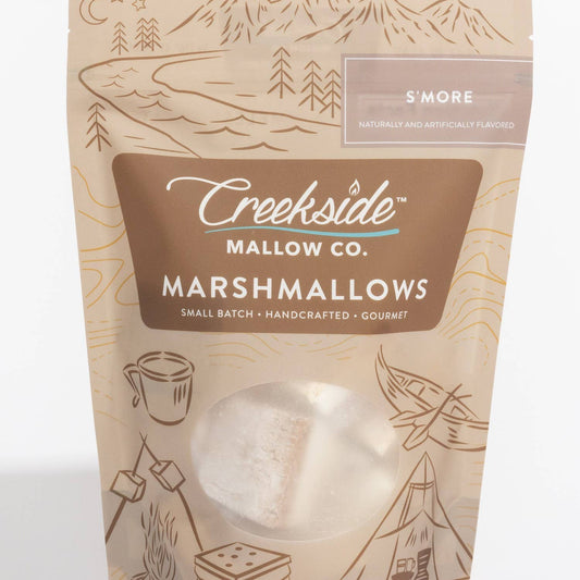 Package of Creekside Mallow Co. marshmallows with nature-themed design